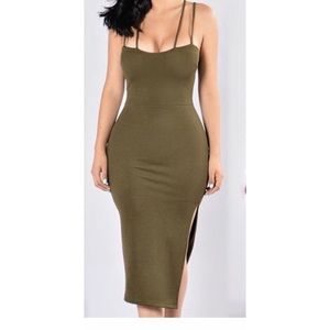 Fashion Nova Olive green strapped dress